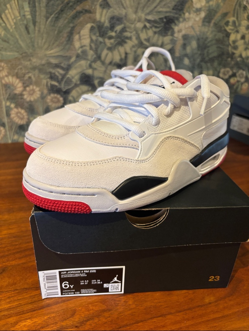 Jordan White, Black & Red Low-Top Sneakers